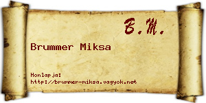 Brummer Miksa névjegykártya